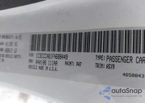 2015 Chrysler 200 Limited from USA, damaged, VIN 1C3CCCAB1FN688449